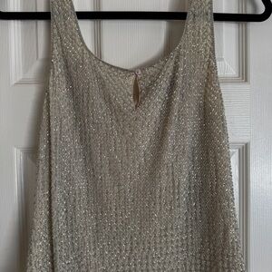 Teri Jon Silver Beaded Top